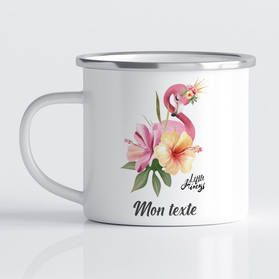 Taza esmaltada personalizada para niños - Infantil - Flamenco Rosa
