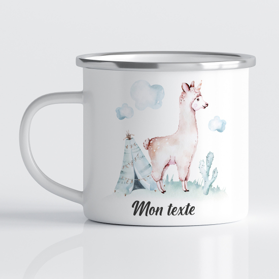 Taza esmaltada personalizada para niños - Infantil - Lama Indio