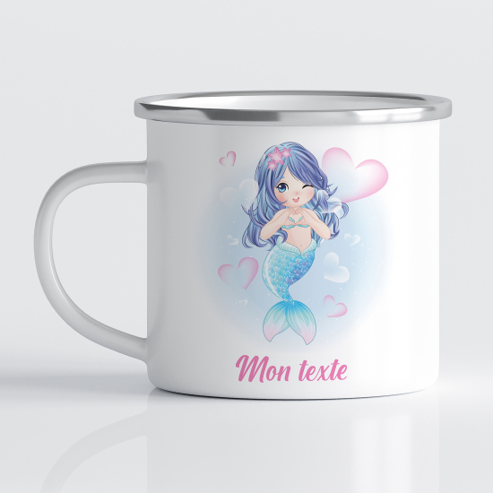 Taza esmaltada personalizada para niños - Infantil - Sirena Corazón