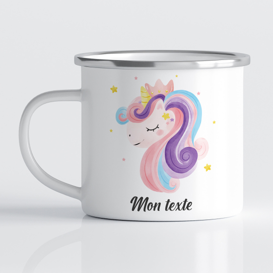 Taza esmaltada personalizada para niños - Infantil - Unicornio