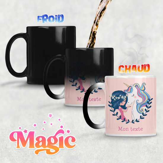 Taza mágica personalizada - Chica y Unicornio