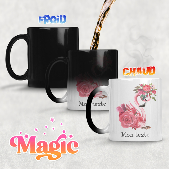 Taza mágica personalizada - Flamenco rosa flores