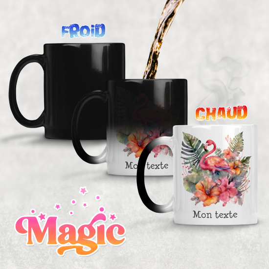 Taza mágica personalizada - Flamenco Rosa Tropical