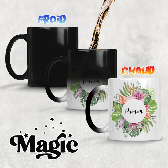 Taza mágica personalizada - Flores Tropicales