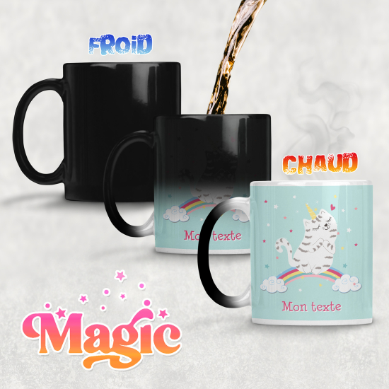 Taza mágica personalizada - Gato Unicornio