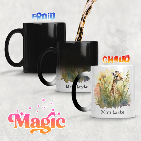 Taza mágica personalizada - Jirafa flores