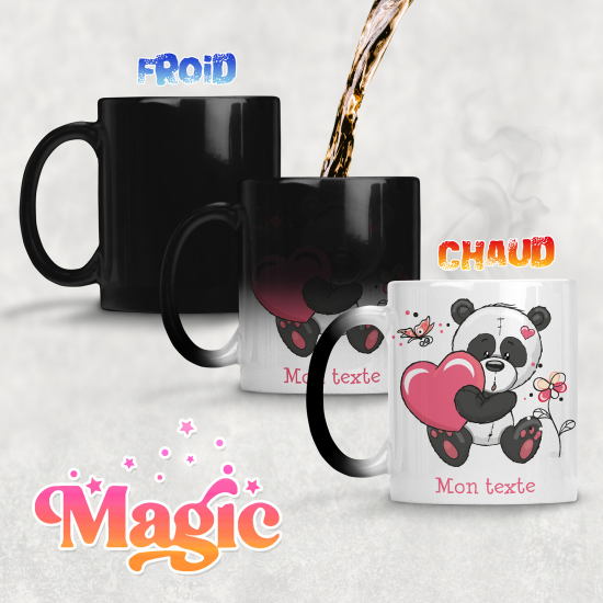 Taza mágica personalizada - Panda Corazón