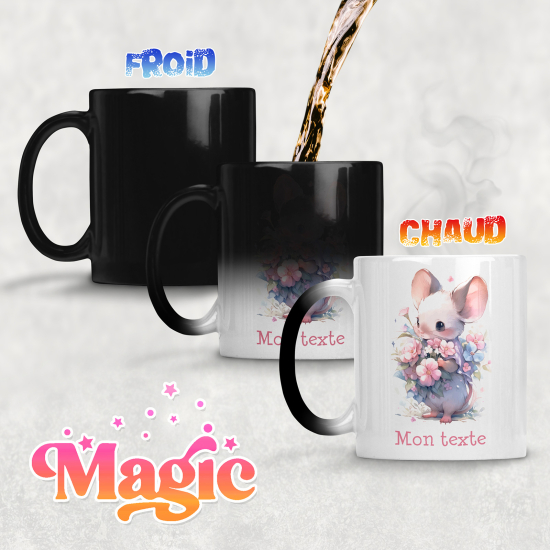 Taza mágica personalizada - Ratón flores