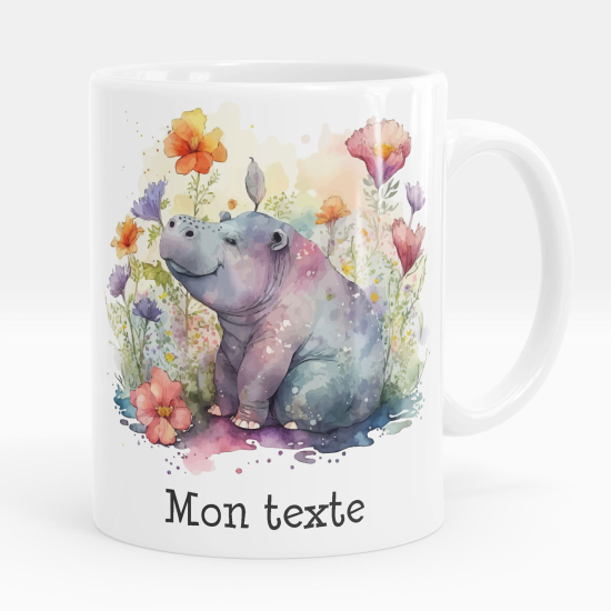 Taza personalizada - hipopótamo flores