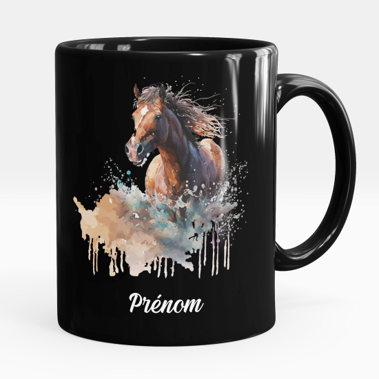 Taza personalizada totalmente negra - Caballo