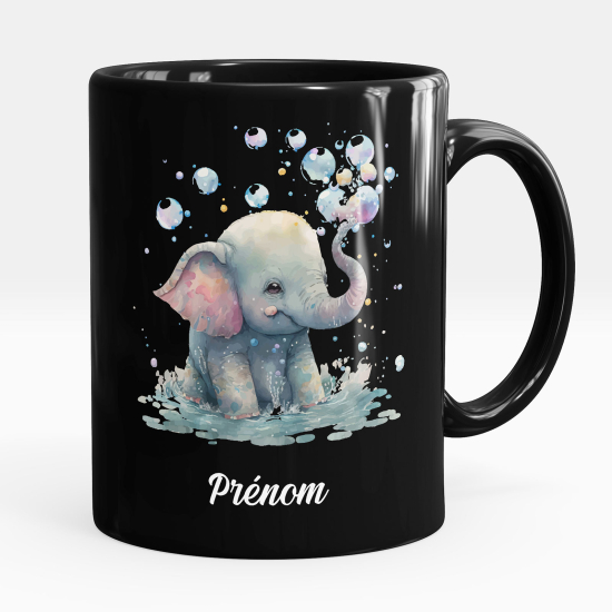 Taza personalizada totalmente negra - Elefante