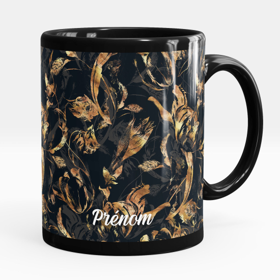 Taza personalizada totalmente negra - Flores