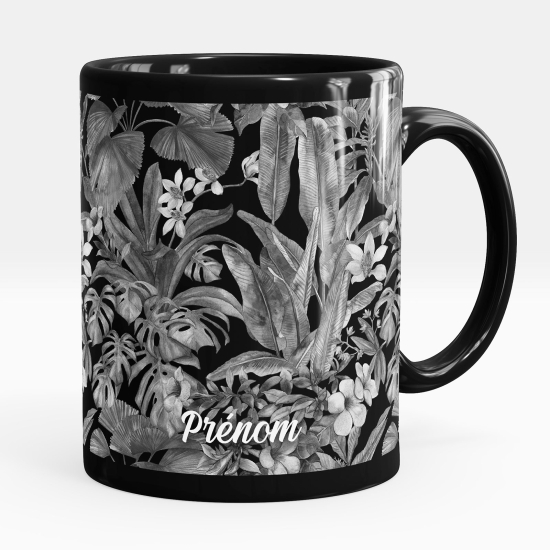 Taza personalizada totalmente negra - Flores