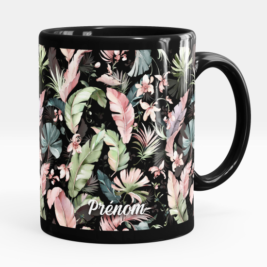 Taza personalizada totalmente negra - Flores