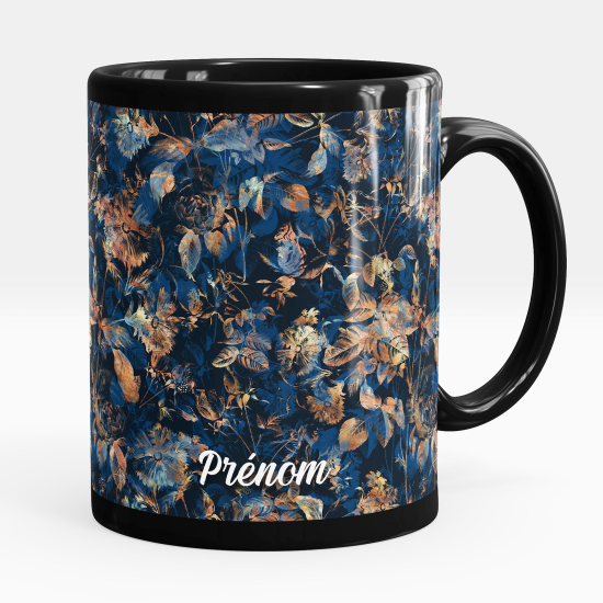 Taza personalizada totalmente negra - Flores
