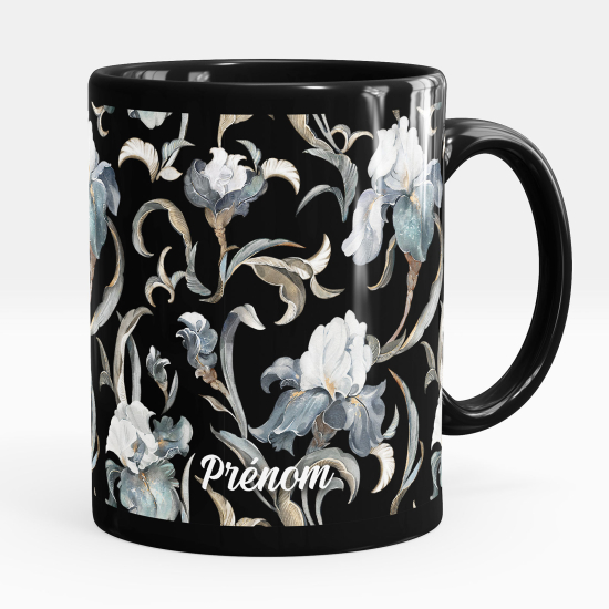 Taza personalizada totalmente negra - Flores