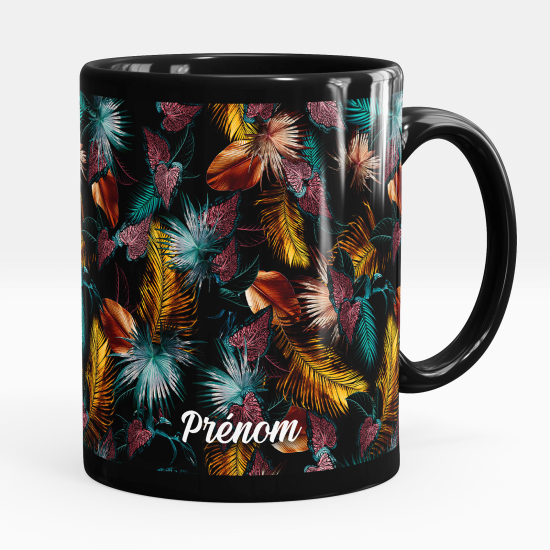 Taza personalizada totalmente negra - Flores