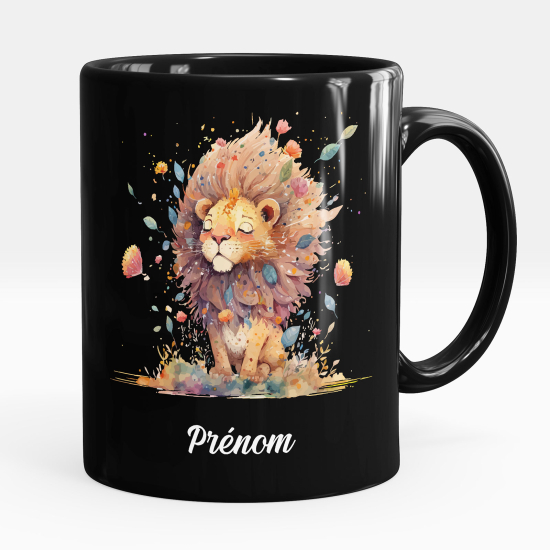 Taza personalizada totalmente negra - León