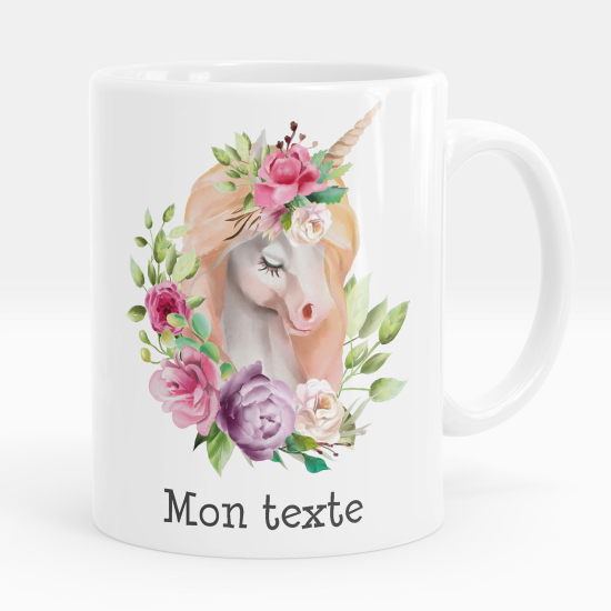 Taza personalizada - Unicornio flores