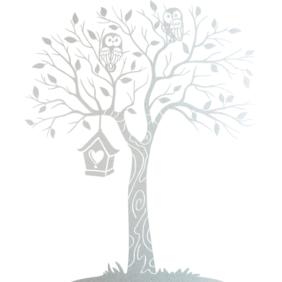Vinilo Adhesivo Decorativo esmerilado - Árbol Búhos