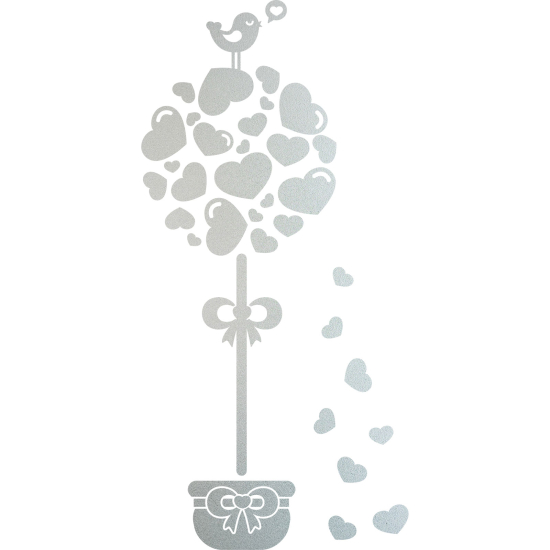 Vinilo Adhesivo Decorativo esmerilado - Corazones Pájaros