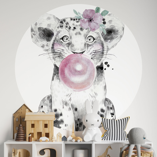 Vinilo Adhesivo Decorativo Redondo para niños - Infantiles - Cachorro de león