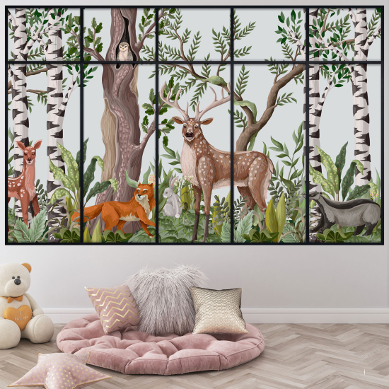 Vinilo Adhesivo Decorativo trampantojo 3D - Bosque Animales