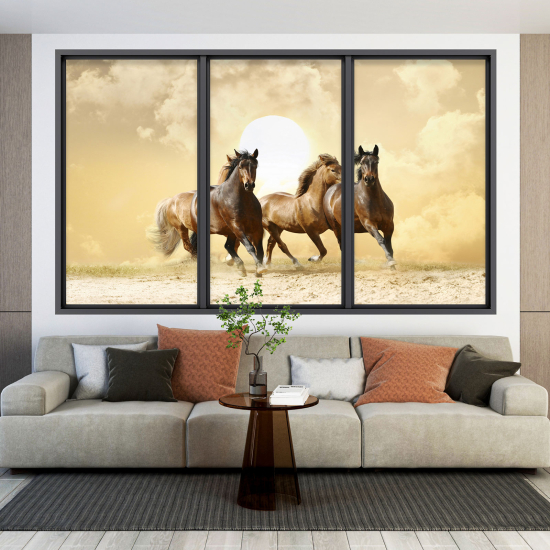 Vinilo Adhesivo Decorativo trampantojo 3D - Caballos