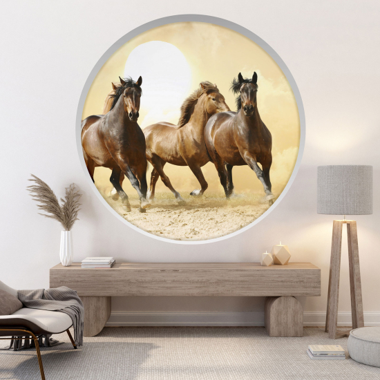 Vinilo Adhesivo Decorativo trampantojo 3D - Caballos