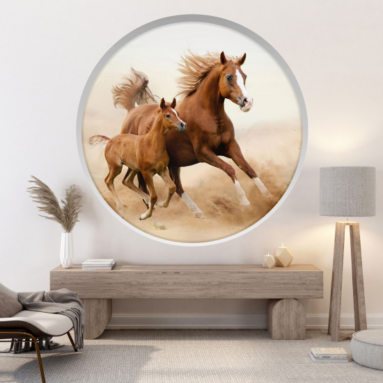 Vinilo Adhesivo Decorativo trampantojo 3D - Caballos