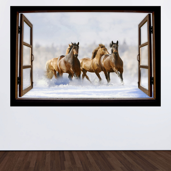 Vinilo Adhesivo Decorativo trampantojo 3D - Caballos