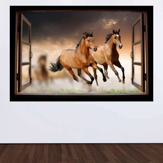 Vinilo Adhesivo Decorativo trampantojo 3D - Caballos