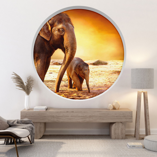 Vinilo Adhesivo Decorativo trampantojo 3D - Elefantes