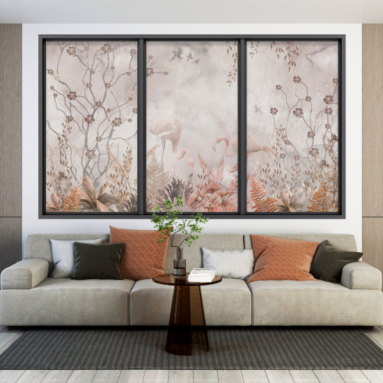 Vinilo Adhesivo Decorativo trampantojo 3D - Flamencos Rosados