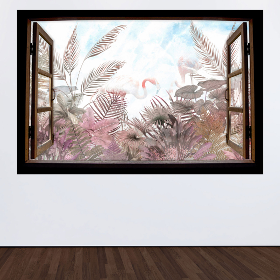 Vinilo Adhesivo Decorativo trampantojo 3D - Flamencos rosas