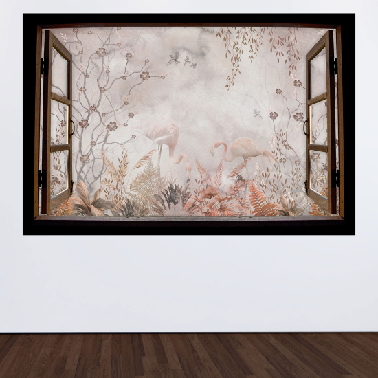 Vinilo Adhesivo Decorativo trampantojo 3D - Flamencos rosas