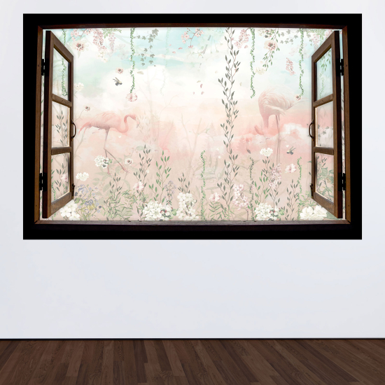 Vinilo Adhesivo Decorativo trampantojo 3D - Flamencos rosas