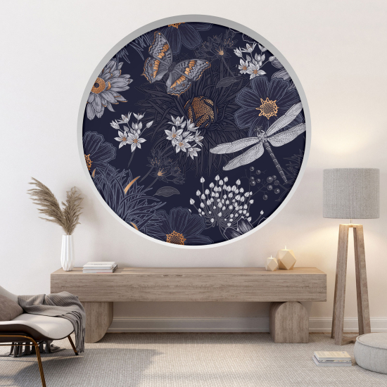 Vinilo Adhesivo Decorativo trampantojo 3D - Flores Libélula