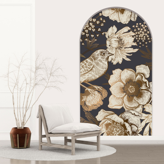 Vinilo Adhesivo Decorativo trampantojo 3D - Flores Pájaro