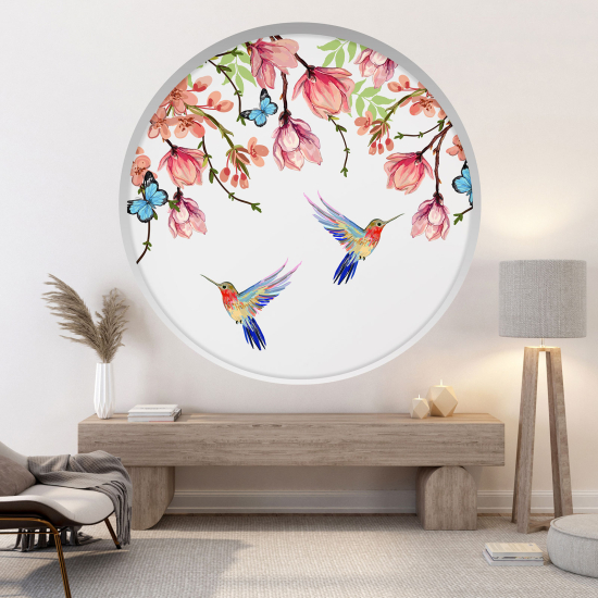 Vinilo Adhesivo Decorativo trampantojo 3D - Flores pájaros