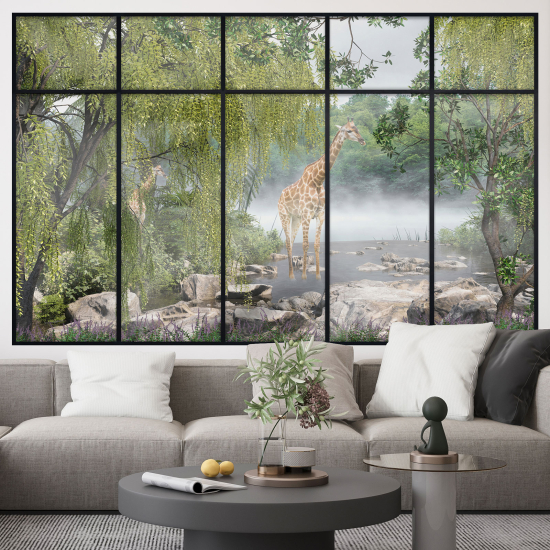 Vinilo Adhesivo Decorativo trampantojo 3D - Jirafas Jungla