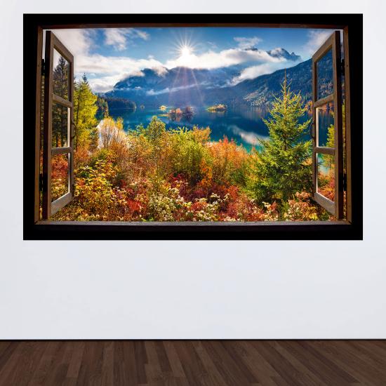 Vinilo Adhesivo Decorativo trampantojo 3D - Lago bosque