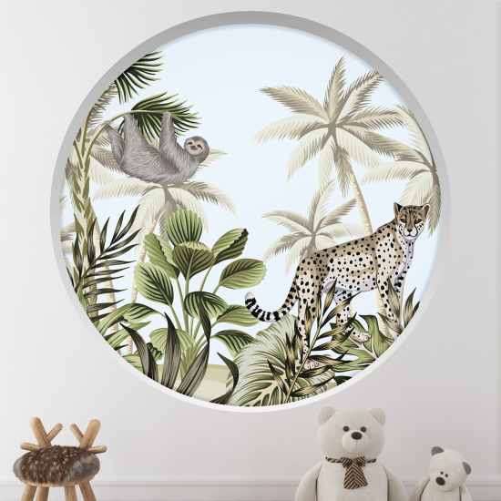 Vinilo Adhesivo Decorativo trampantojo 3D para niños - Infantil - Animales de la jungla