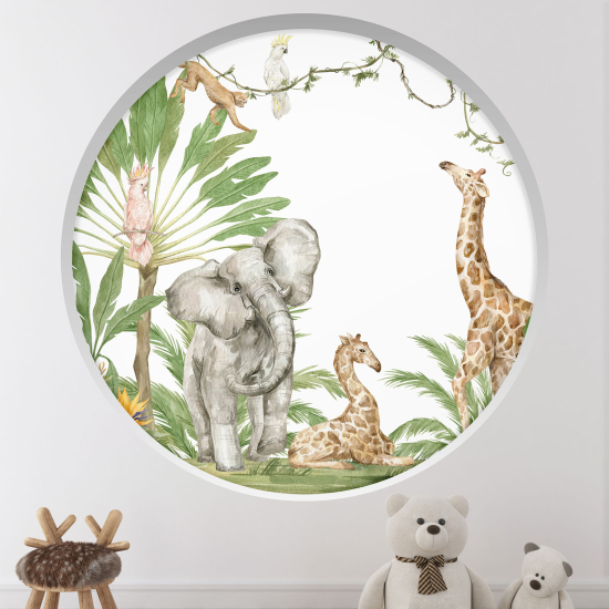 Vinilo Adhesivo Decorativo trampantojo 3D para niños - Infantil - Animales de la jungla