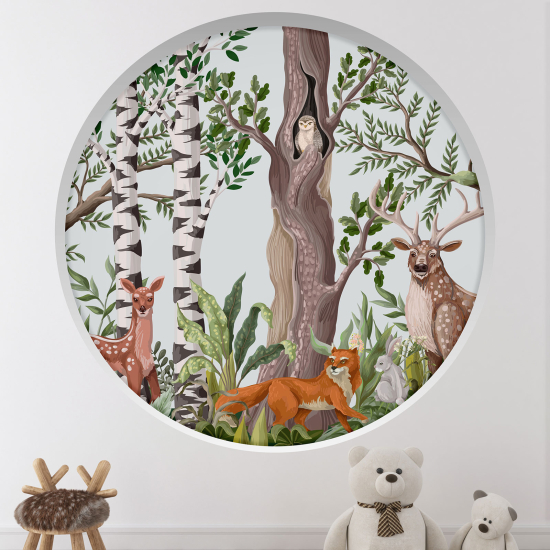 Vinilo Adhesivo Decorativo trampantojo 3D para niños - Infantil - Animales del bosque
