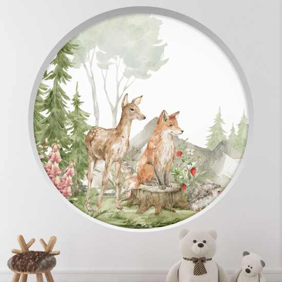 Vinilo Adhesivo Decorativo trampantojo 3D para niños - Infantil - Animales del bosque