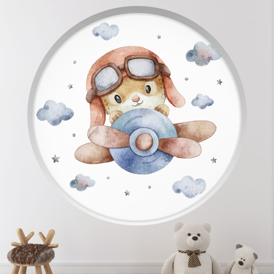 Vinilo Adhesivo Decorativo trampantojo 3D para niños - Infantil - Conejo aviador