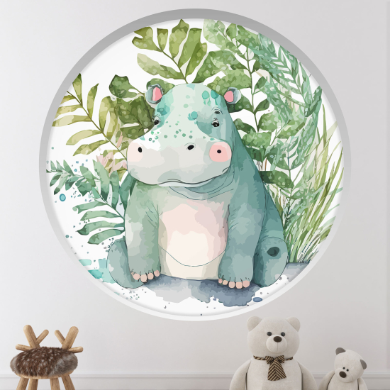 Vinilo Adhesivo Decorativo trampantojo 3D para niños - Infantil - Hipopótamo