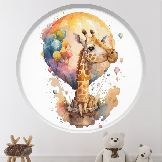 Vinilo Adhesivo Decorativo trampantojo 3D para niños - Infantil - Jirafa globos