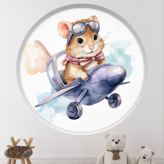 Vinilo Adhesivo Decorativo trampantojo 3D para niños - Infantil - Ratón aviador